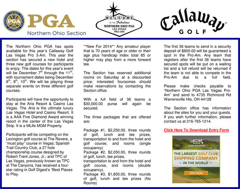 NOPGA Las Vegas Entry Form with Ship Sticks Logo